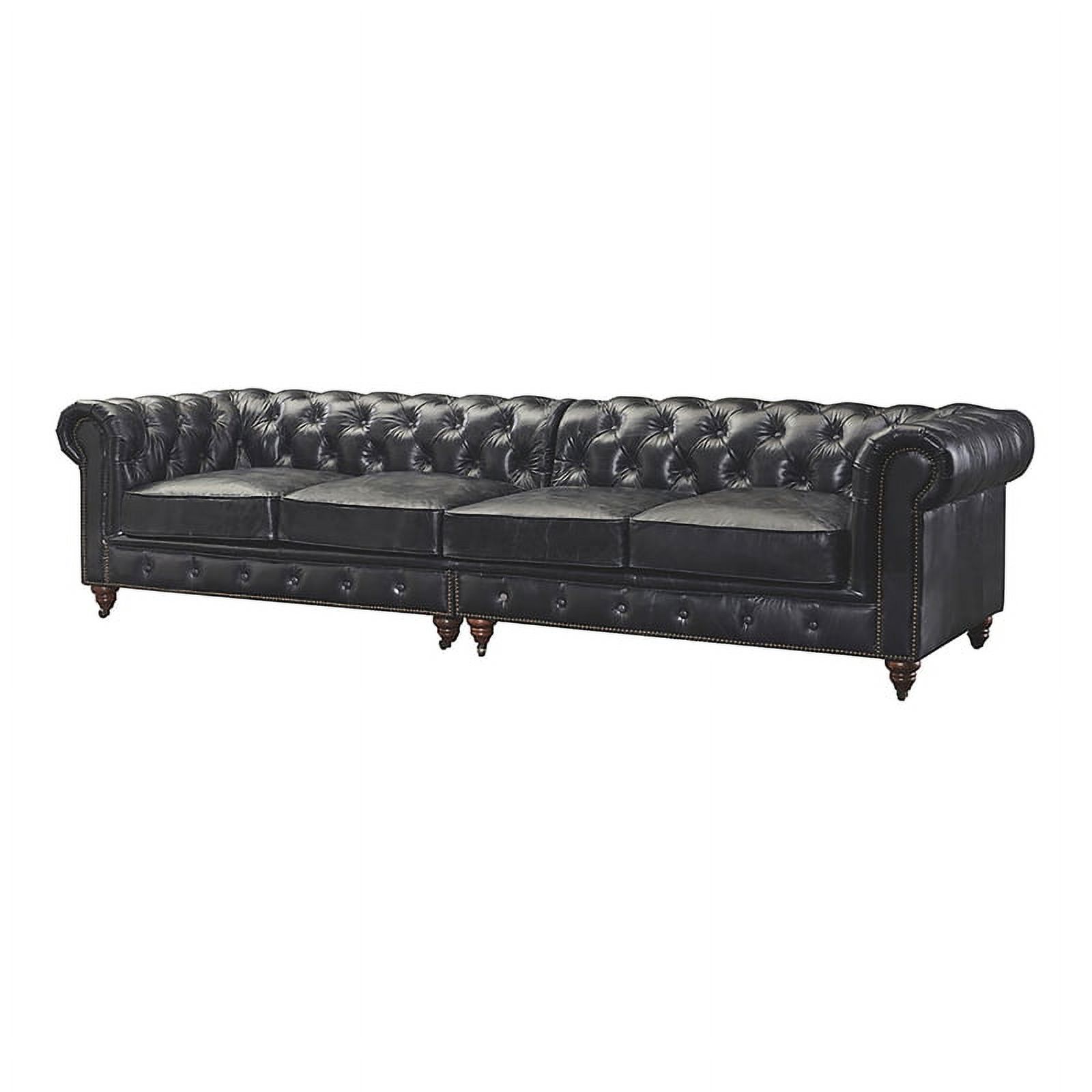Crafters and Weavers Craftsman Mission 118" Leather Sofa in Black