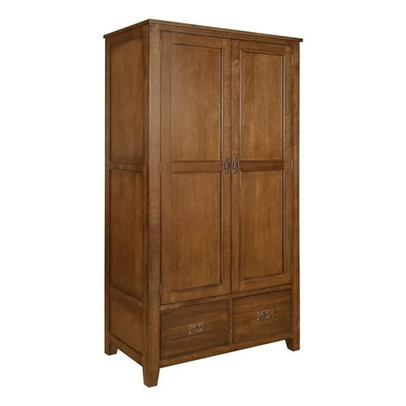 Crafters and Weavers Craftsman Mission 2-Door Solid Wood Armoire in Cherry