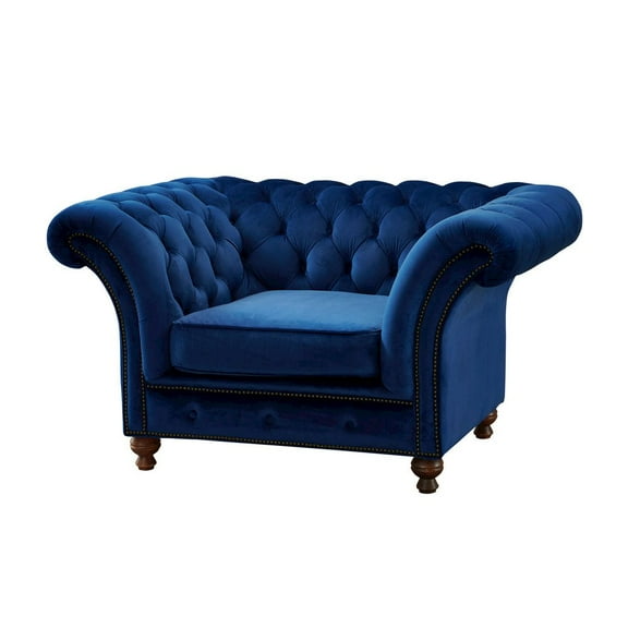 Crafters and Weavers Craftsman Mission Fabric Arm Chair in Sapphire Blue