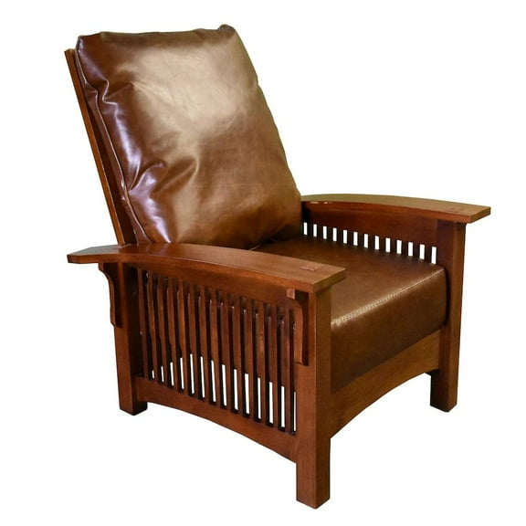 Crafters and Weavers Craftsman / Mission Morris Arm Chair and Ottoman Set - Chestnut