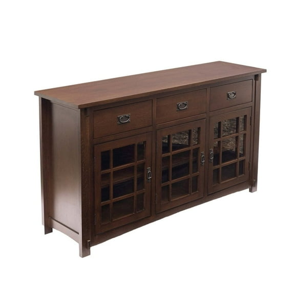 Crafters and Weavers Craftsman Mission Solid Oak Sideboard - 65" - Walnut Stain