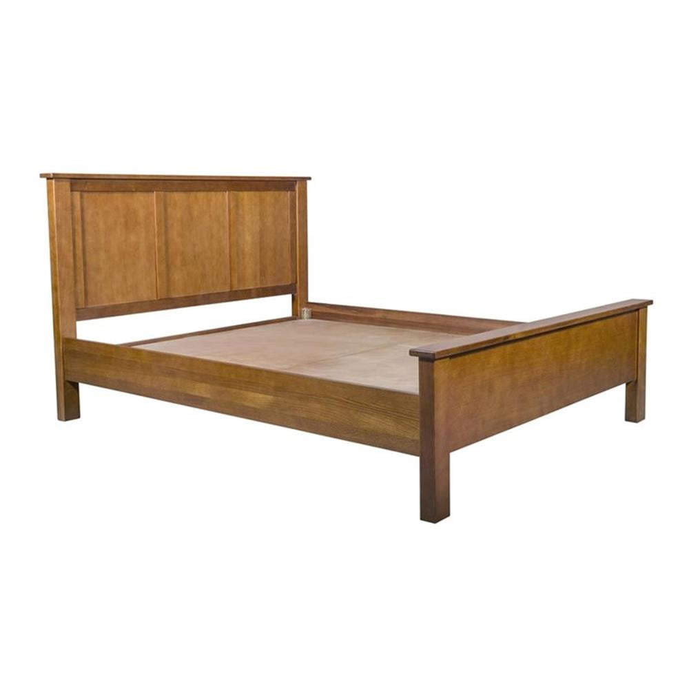 Mission Style Oak Wood Queen Panel Bed with Headboard