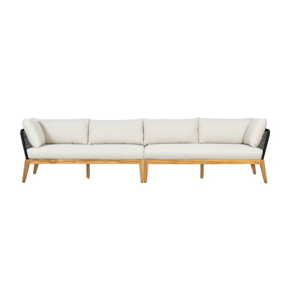 Crafters and Weavers Cypress Teak Wood 128" Sofa with Black Color Rope Design