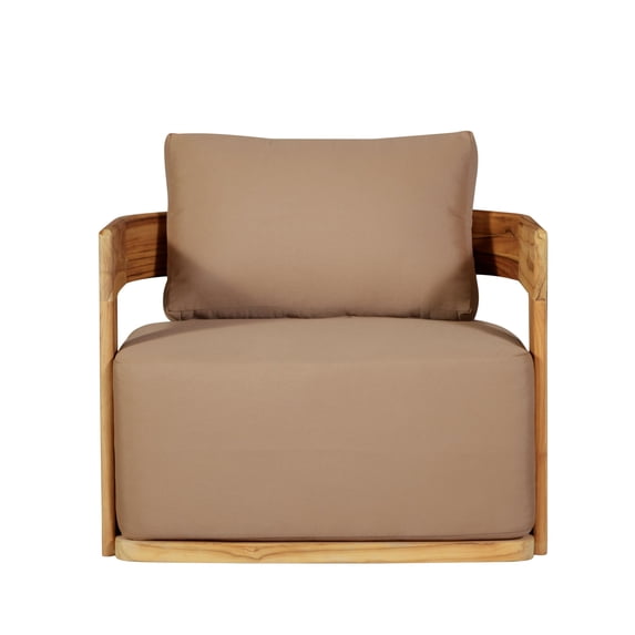 Crafters and Weavers Eclipse Outdoor Solid Teak Wood Revolving Chair in Brown