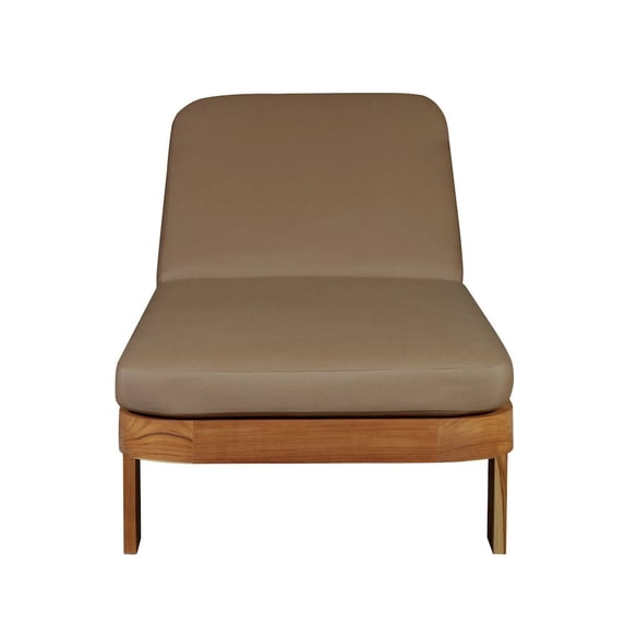 Crafters and Weavers Eclipse Outdoor Solid Teak Wood Sun Lounger - Light Brown Fabric