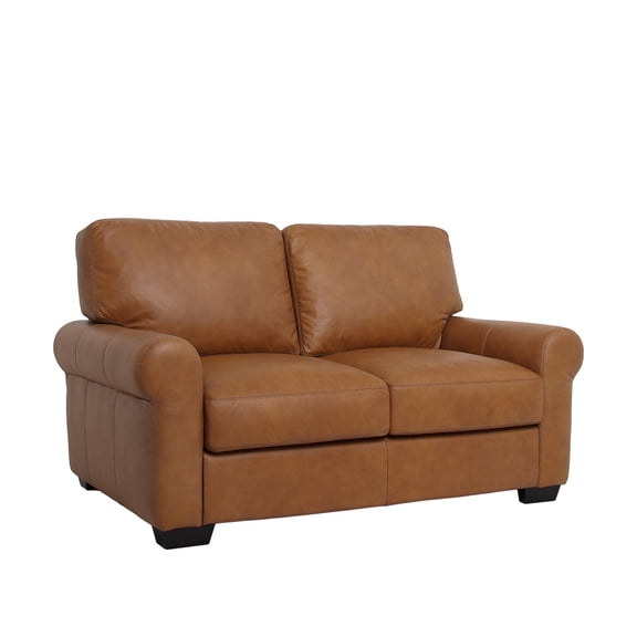 Crafters and Weavers Florentine Top Grain Leather Love Seat in Tan