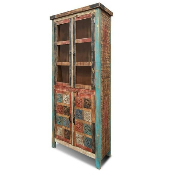 Crafters and Weavers La Boca Carved China Cabinet - 34"