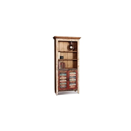 Crafters and Weavers La Boca Solid Pine Wood Shutter Door Bookcase - Multi Color