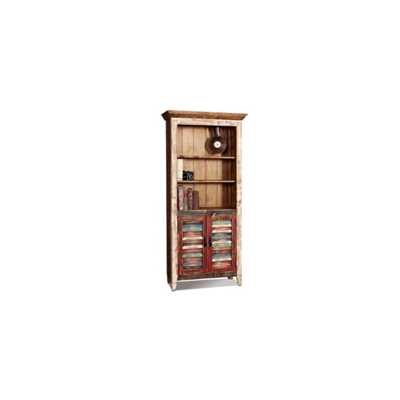 Crafters and Weavers La Boca Solid Pine Wood Shutter Door Bookcase - Multi Color