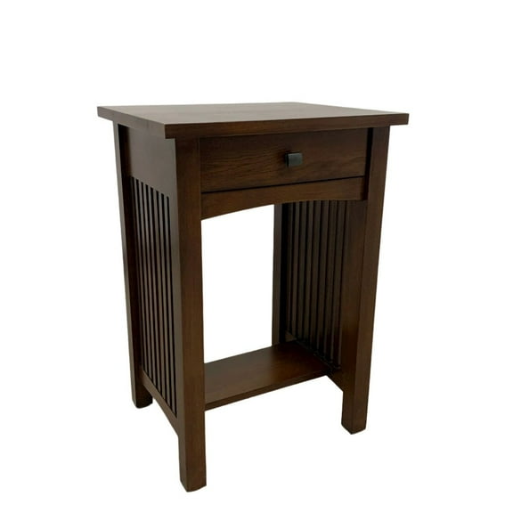 Crafters and Weavers Mission 1 Drawer Spindle End Table - Walnut