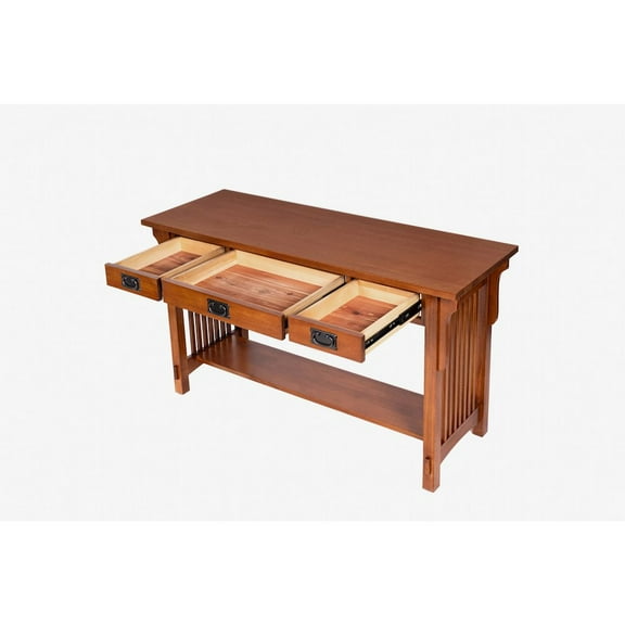 Crafters and Weavers Mission 3 Drawer Crofter Style Console Table - Michael's Cherry