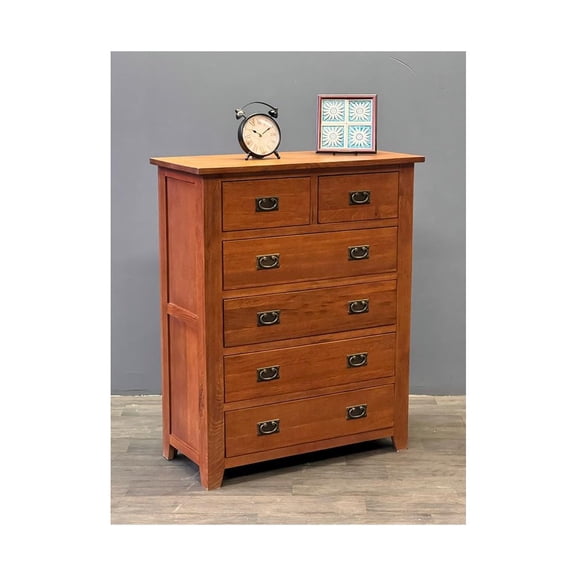 Crafters and Weavers Mission 6 Drawer Tall Dresser - Michael's Cherry
