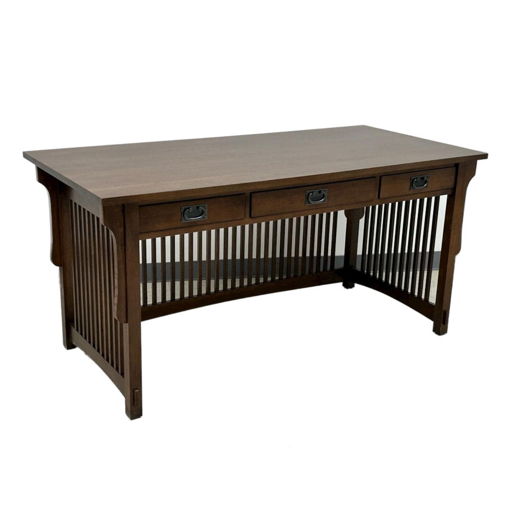 Library Desk. Simple Crafters and Weavers Mission Crofter 3 Drawer Library Desk - Walnut ...