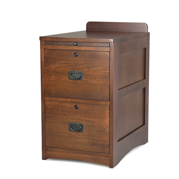 Crafters and Weavers Mission Oak 2 Drawer File Cabinet W/ Writing Tray - Walnut
