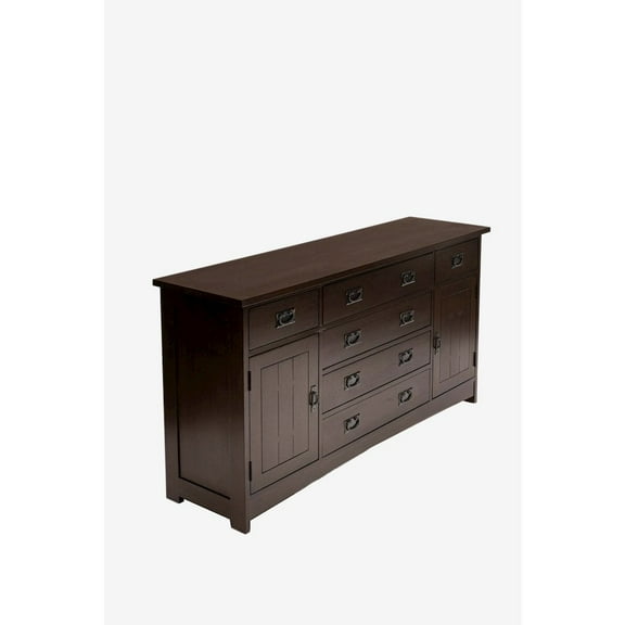Crafters and Weavers Mission Oak 6-Drawer 62" Sideboard - Walnut
