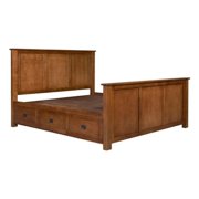 Crafters and Weavers Mission Oak Storage Panel Queen Bed with 3 Drawers Cherry