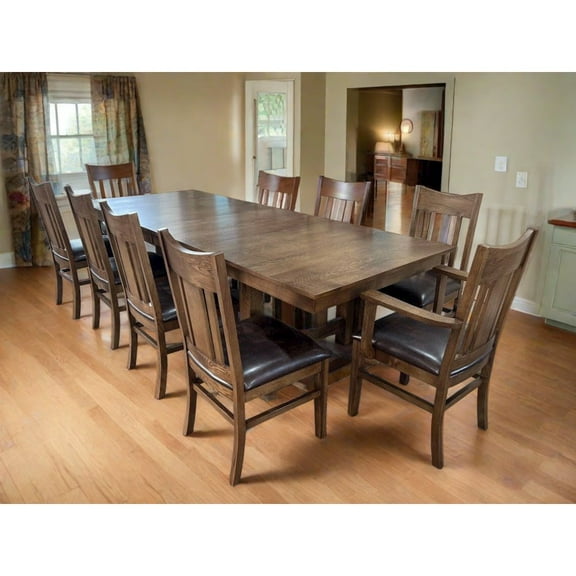 Crafters and Weavers Mission Quarter Sawn Oak Dining Table - Walnut