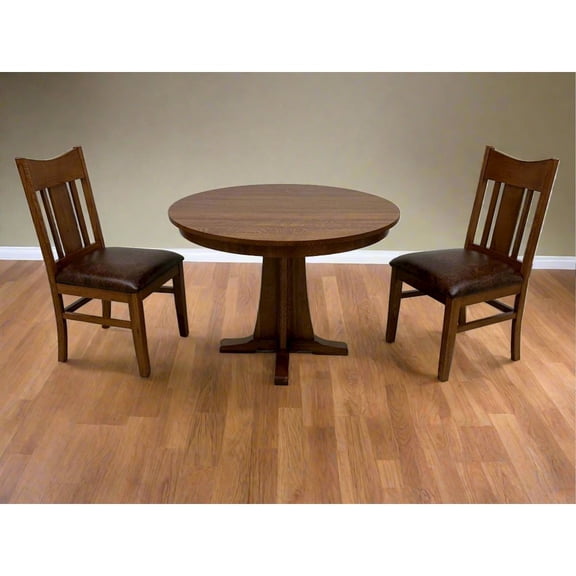 Crafters and Weavers Mission Quarter Sawn Oak Round Dining Table Set - 42" - Michael's Cherry