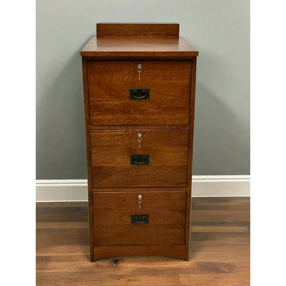 Crafters and Weavers Mission Solid Oak 3 Drawer File Cabinet - Michael's Cherry