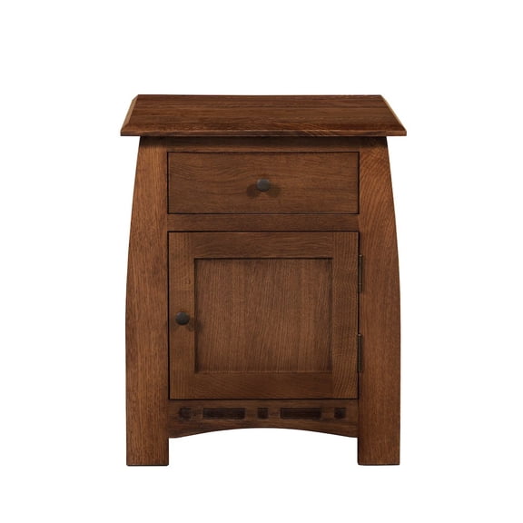Crafters and Weavers Mission White Oak 1 Drawer 1 Door Inlay End Table - Walnut stain