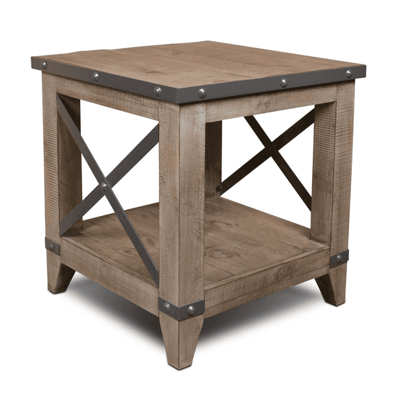 Crafters and Weavers Larson Cross Bar Open End Table in Grey (Set of 2)