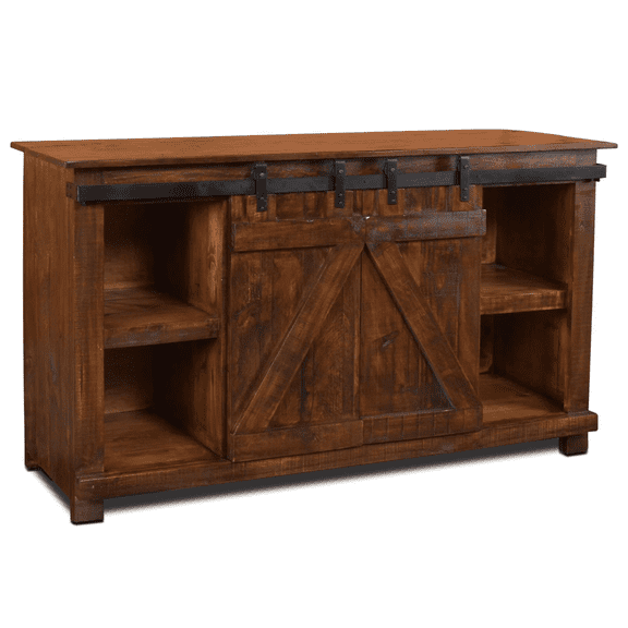 Crafters and Weavers Westgate 60" Sliding Barn Door TV Stand in Dark Brown