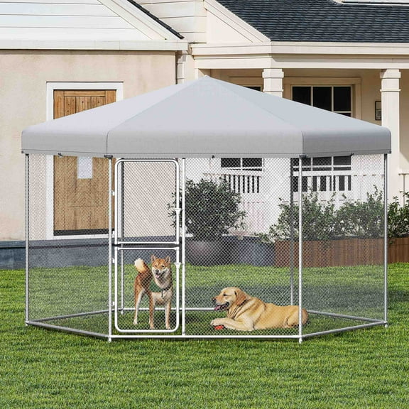 Craftian 13.1×11.2×7.6FT Outdoor Dog Kennel for Large Dogs, Pet Dog Run Enclosures for Dog Crate Outdoor Metal Galvanized Welded with Waterproof UV-Resistant Cover