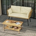 thumbnail image 1 of Craftian 2 Pieces Patio Furniture Set, All-Weather Wicker Outdoor Loveseat with Cushions & Side Table - Beige, 1 of 8
