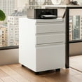 thumbnail image 1 of Craftian 3-Drawer Vertical File Cabinet Storage Mobile Office Metal Lockable Legal/A4 Size，White, 1 of 10