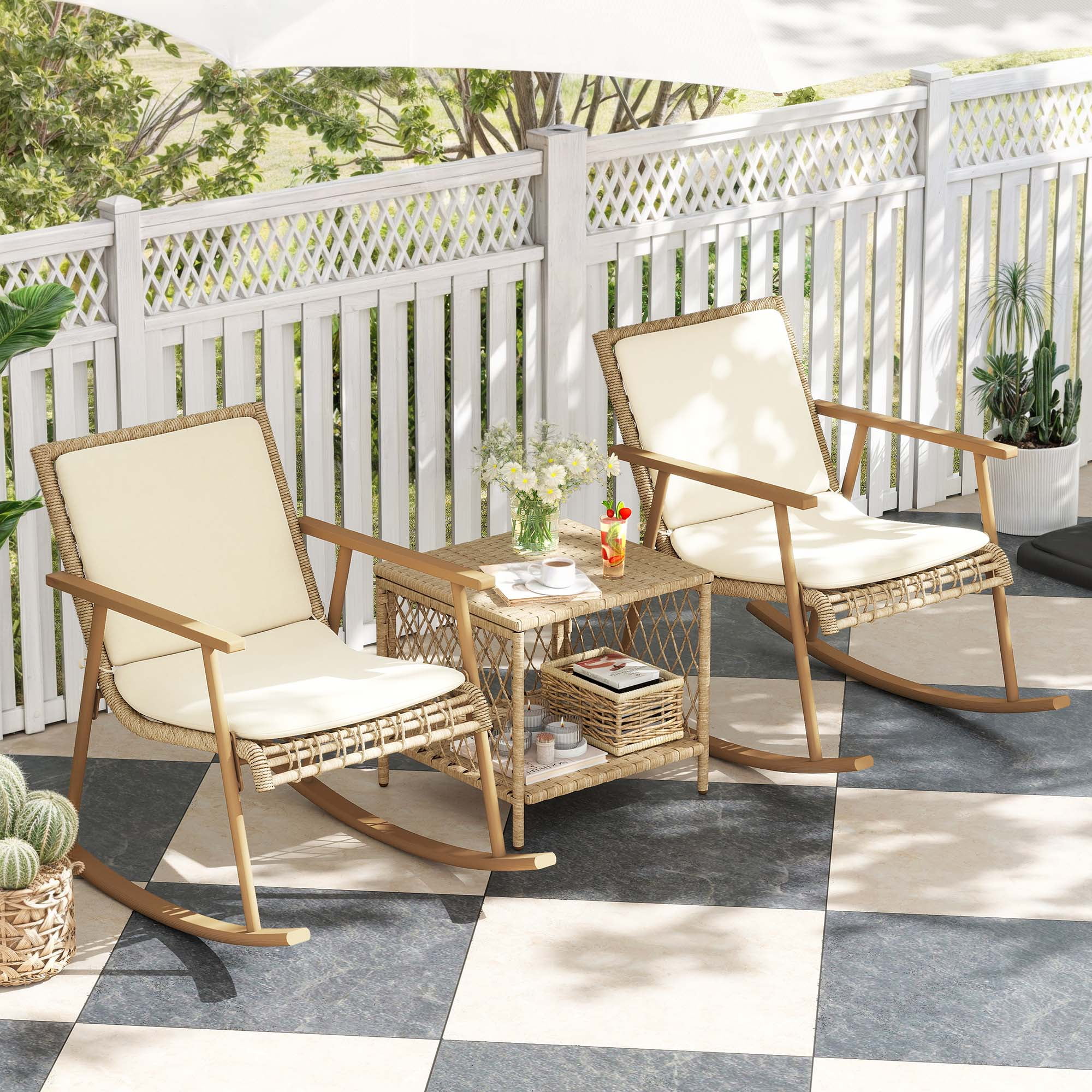 Rocking Chair Set Better Home And Garden Chairs Acacia Wood Patio