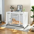 thumbnail image 1 of Craftian 38.2 inch Dog Kennel Furniture, Indoor Dog Crate Furniture with Wheels, Ideal for Small Medium Large Dogs - White, 1 of 1