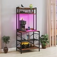 thumbnail image 1 of Craftian 3D Printer Storage Stand with LED Lights, Kitchen Bakers Rack with Charging Station, Brown, 1 of 8