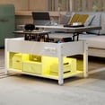 thumbnail image 1 of Craftian 4-in-1 Lift Top Coffee Table with RGB Light, Storage, Power Outlets, Dual Tops, White, 1 of 10