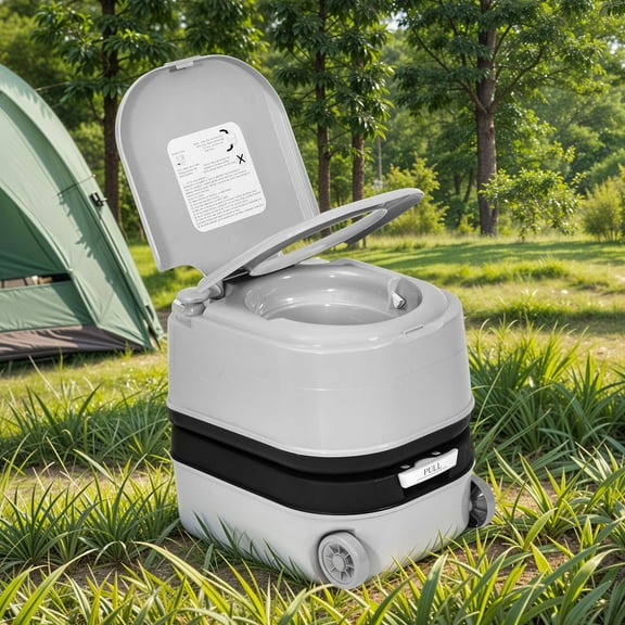 Craftian 5.28 Gallon Portable Toilet with Level Indicator, Camping Porta Potty RV Toilet with Wheels