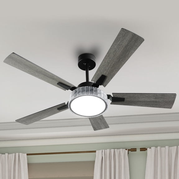 Craftian 52 Inch Smart Chandelier Black Ceiling Fan with Lights, Alexa Compatible, Remote & App Control, Dimmable LED, Quiet DC Motor, Reversible 5 Blades