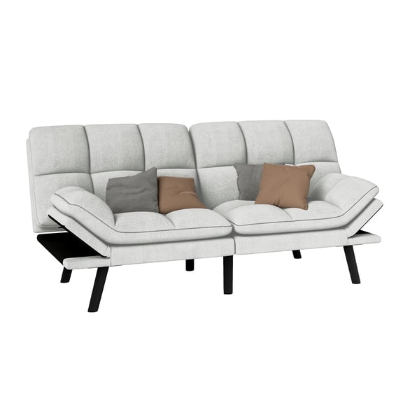 Craftian 70" Deep Futon Convertible Sofa Bed with Adjustable Backrest and Armrest, Cat-Scratch-Proof Fabric Sleeper Couch, Beige