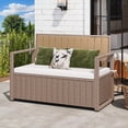 thumbnail image 1 of Craftian 70 Gallon PE Rattan Patio Deck Box, All-Weather Outdoor Storage Bench, Beige, 1 of 10