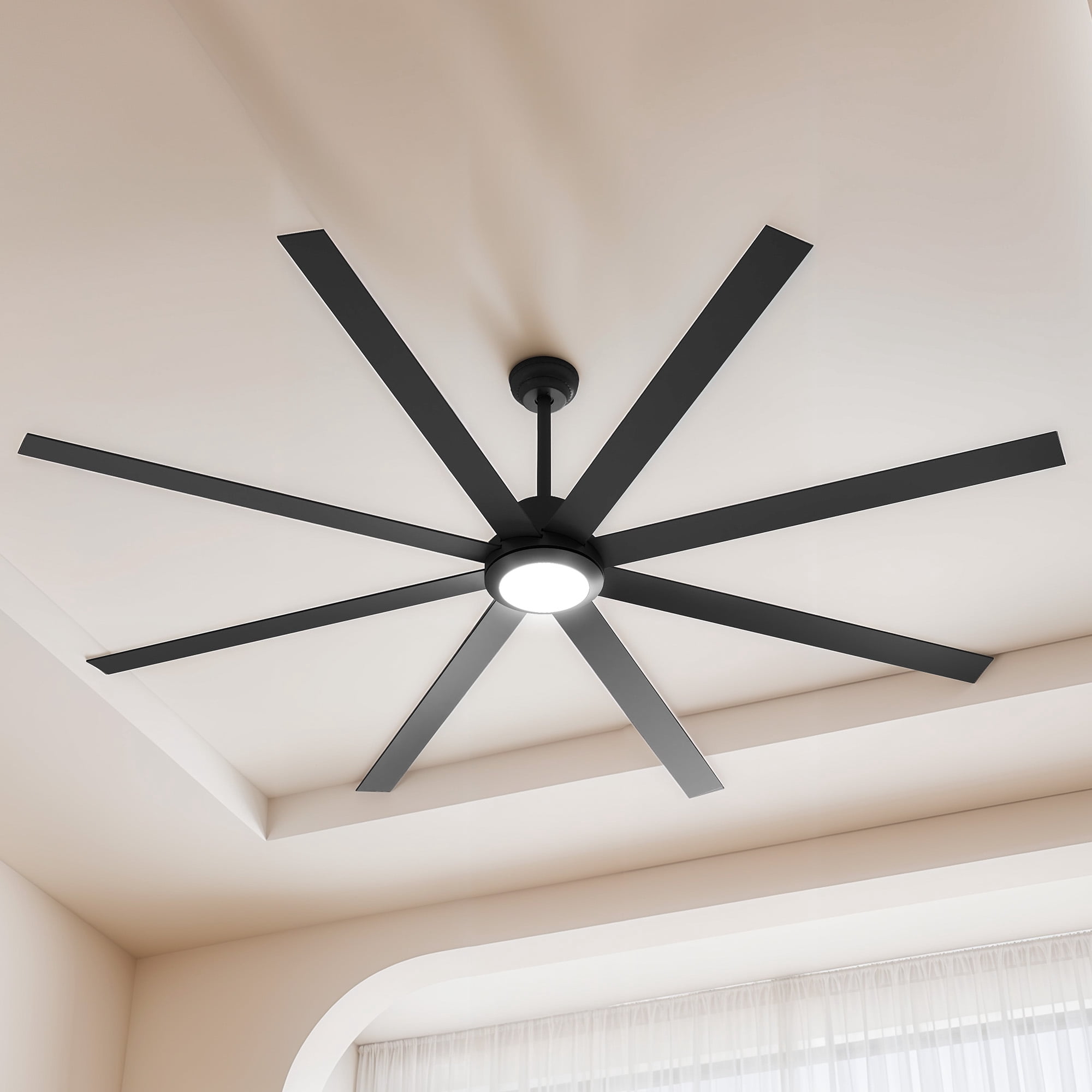 Craftian 84" Large Ceiling Fan with Lights and Remote 8 Blades 6-Speed Dimmable Indoor Outdoor Ceiling Fan for Patio Living Room Garage, Black