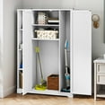 thumbnail image 1 of Craftian Broom Closet Storage Cabinet with Adjustable Shelves, Wood Garage Cabinet, White, 1 of 8