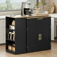 thumbnail image 1 of Craftian Extendable Kitchen Island Table with Stools & Storage, Kitchen Island with Charging Station, Black, 1 of 8