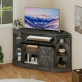 thumbnail image 1 of Craftian Farmhouse Corner TV Stand for 50" TV, Entertainment Center with Sliding Barn Door, Dark Gray, 1 of 10
