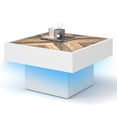 thumbnail image 1 of Craftian Farmhouse LED Coffee Tables Square Center Table with Storage for Living Room, White, 1 of 8