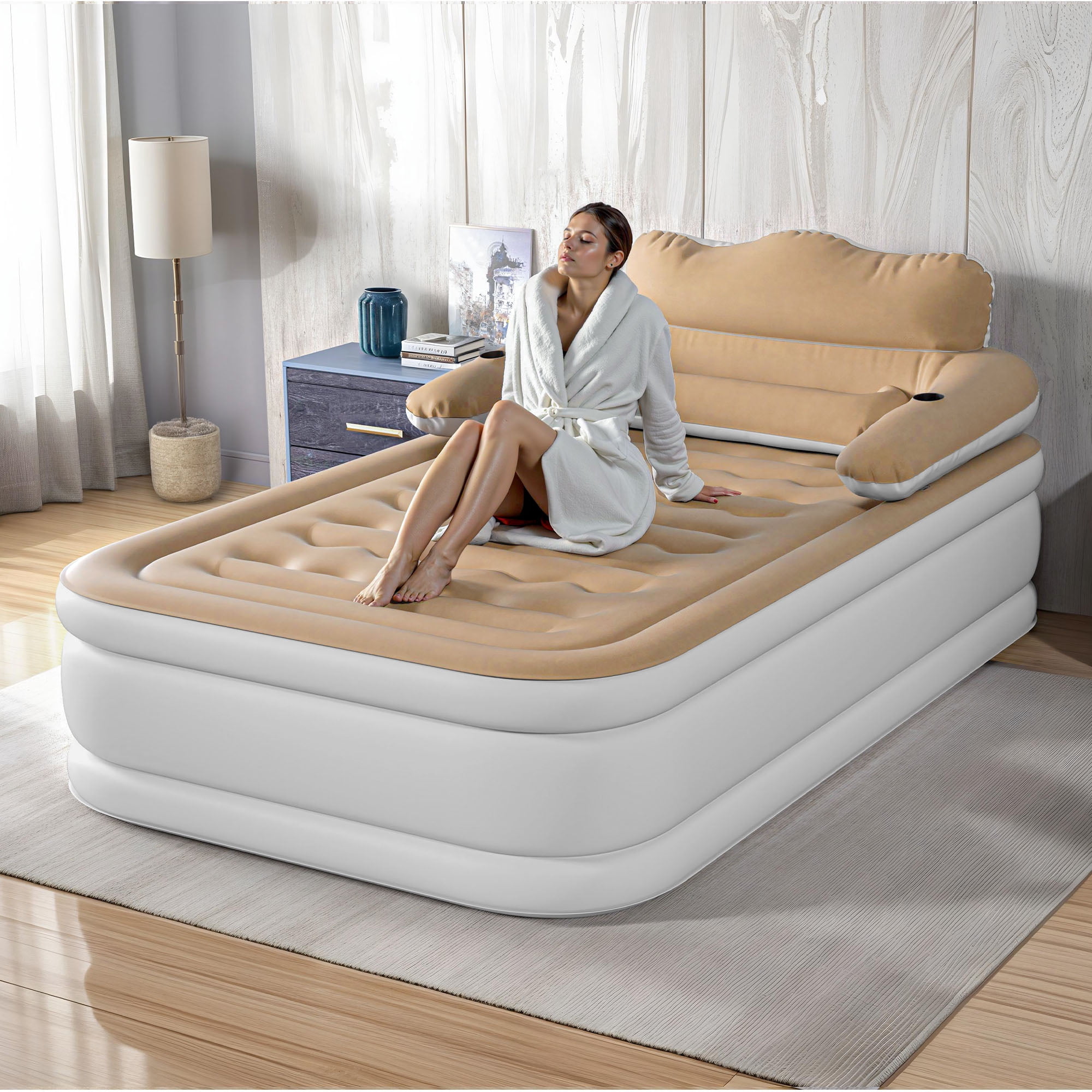 Uforic Full XL Air Mattress with Headboard & Electric Pump, Inflatable ...