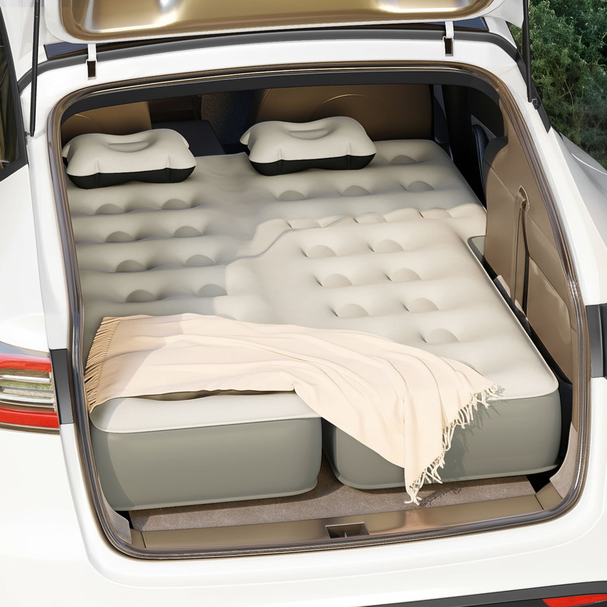 Uforic Inflatable Car Air Mattress with Pump, Portable SUV Air Bed with Pillows for Camping, Home, Travel, Gray