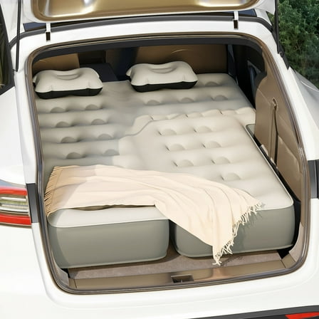 Uforic Inflatable Car Air Mattress with Pump, Portable SUV Air Bed with Pillows for Camping, Home, Travel, Gray