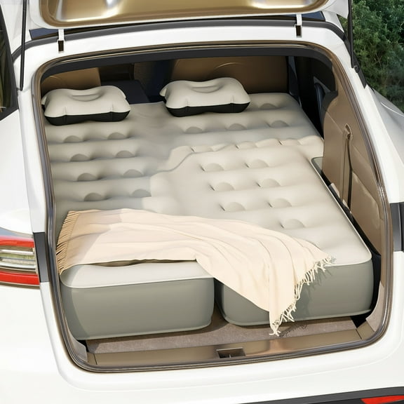 Uforic Inflatable Car Air Mattress with Pump, Portable SUV Air Bed with Pillows for Camping, Home, Travel, Gray