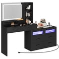 thumbnail image 1 of Craftian Makeup Vanity Desk with LED Lighted Mirror 10 Drawers & , Modern Dressing Table with Power Outlet & Open Shelves, Black Vanity Table for Bedroom, 1 of 9