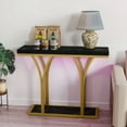thumbnail image 1 of Craftian Modern Console Table with LED Lights, Faux Marble Entryway Side Table, Gold & Black, 1 of 8