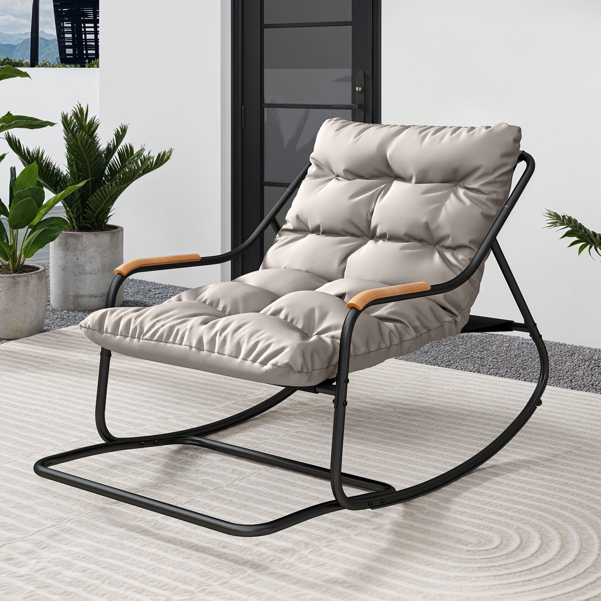 Mainstays Retro C-Spring Outdoor Red Rocking Chair - Walmart.com