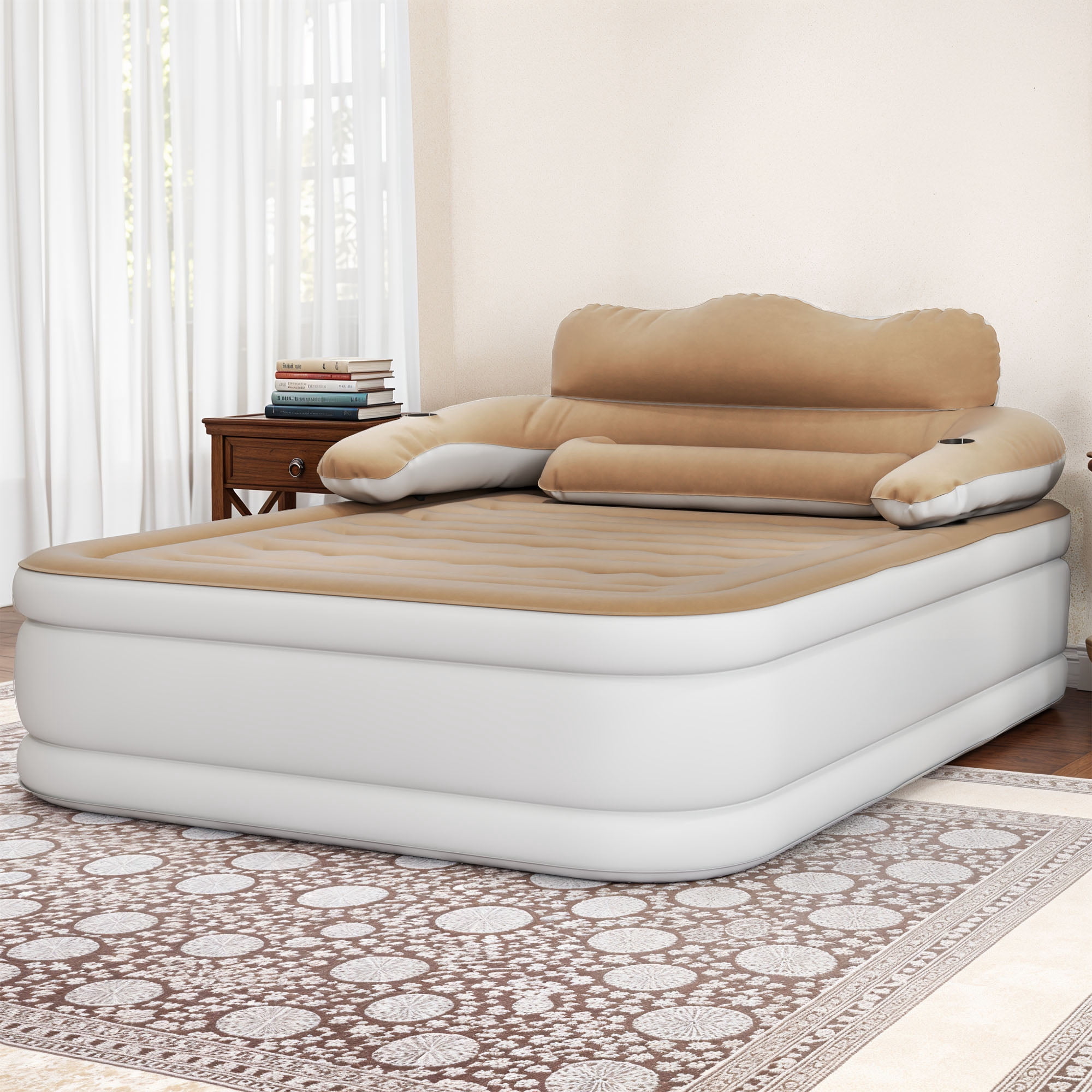 Uforic Queen Air Mattress w/ Headboard & Pump, 18